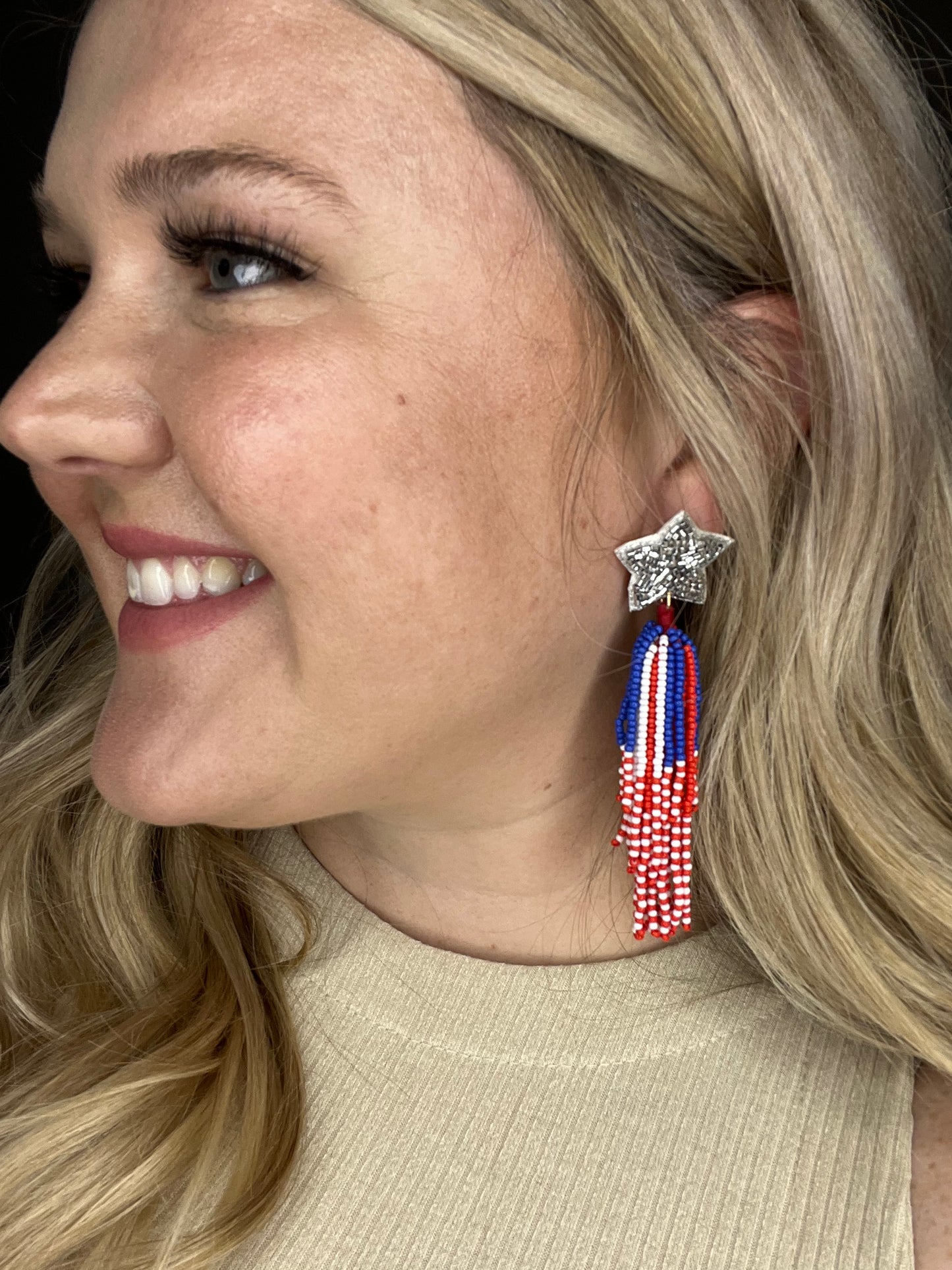 Red white and Blue Earring