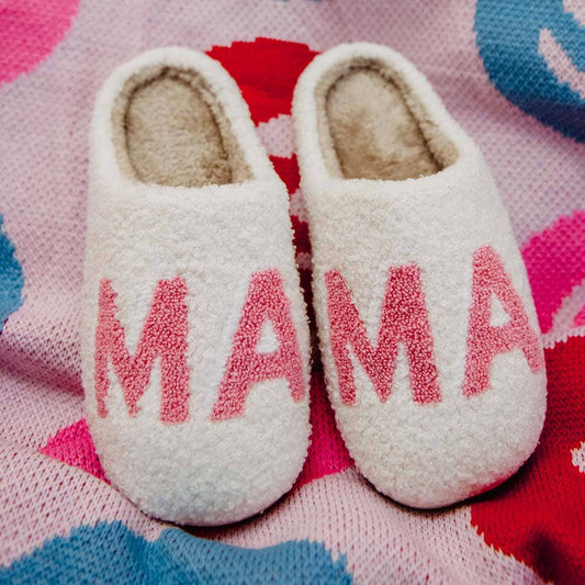 Pink MAMA Slippers: White